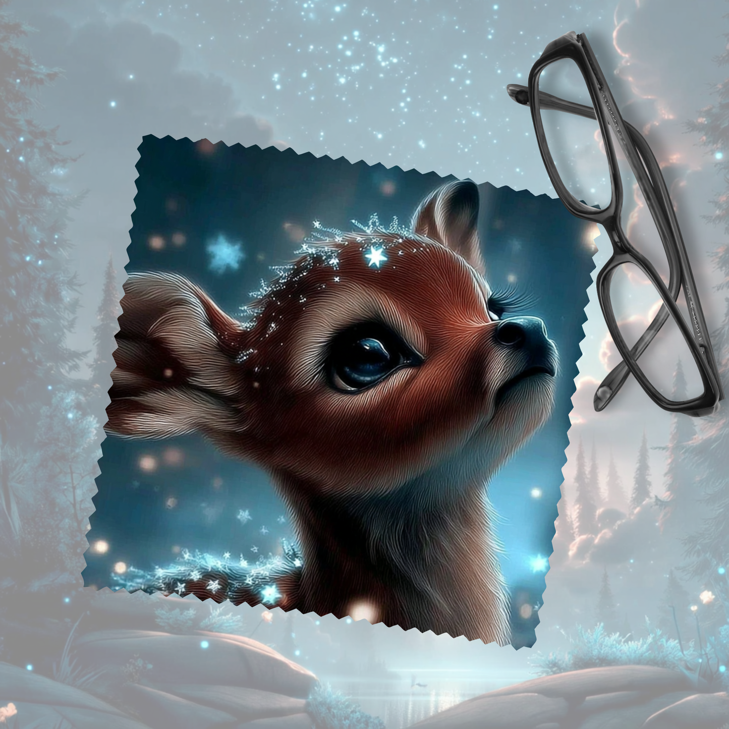 Brillenputztuch Reh 2 (3 Größen)